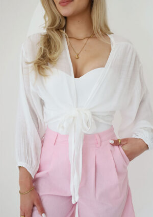 Jessica Casual Kimono Tie White Top
