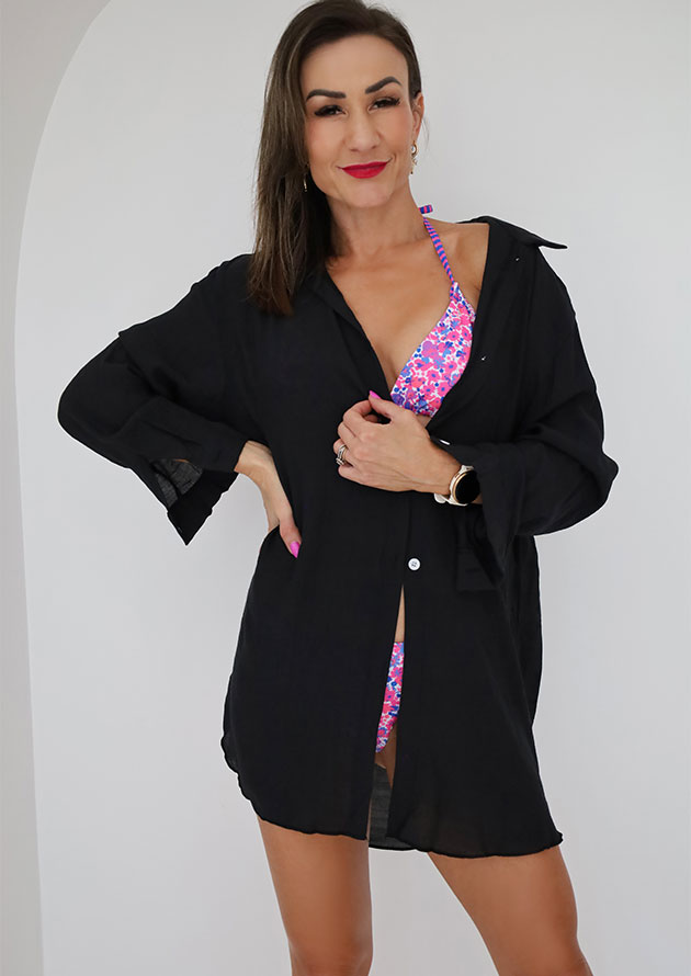 Keep Flirting Shirt and Skirt Black Cover Up Set - Image 2