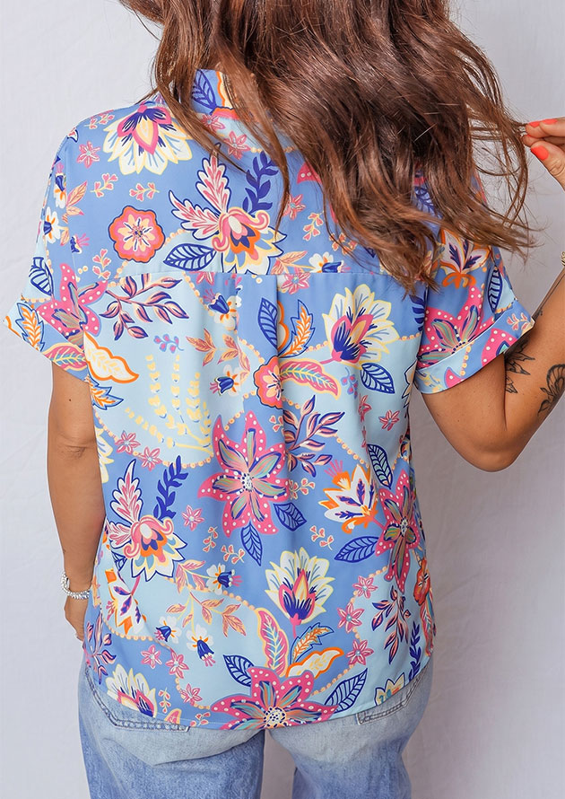 Molly Vacation Floral Short Sleeve Blouse - Image 2