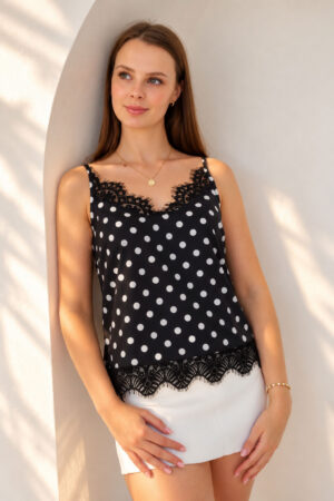 Polka is Back Lace Strappy Top