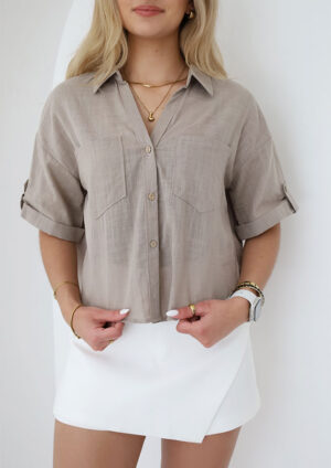 Rome Button Down Khaki Shirt