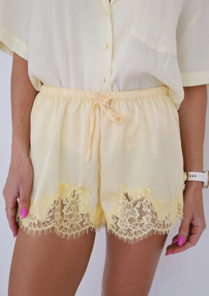 Soft As Silk Lace Trim Yellow Shorts