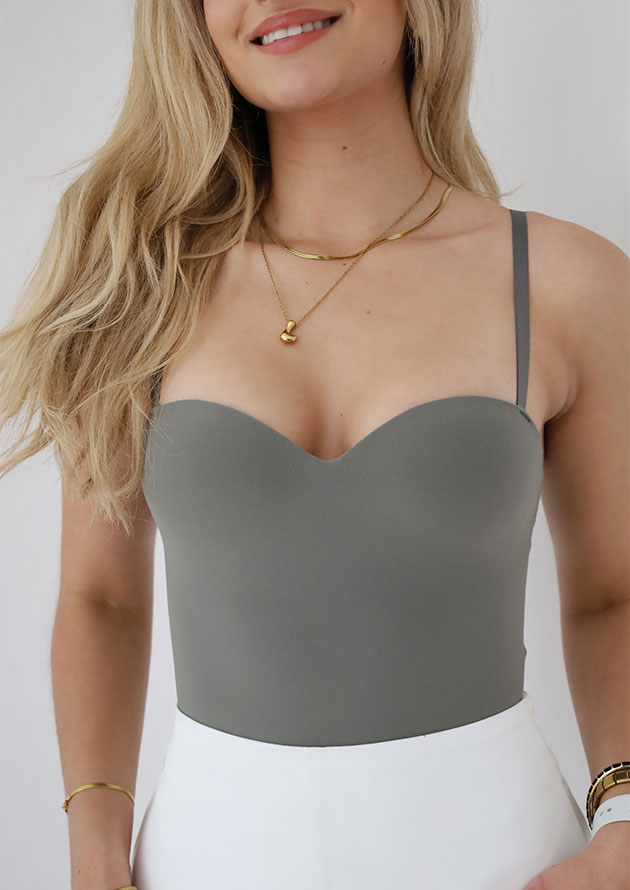 Sweetheart Strappy Army Green Bodysuit