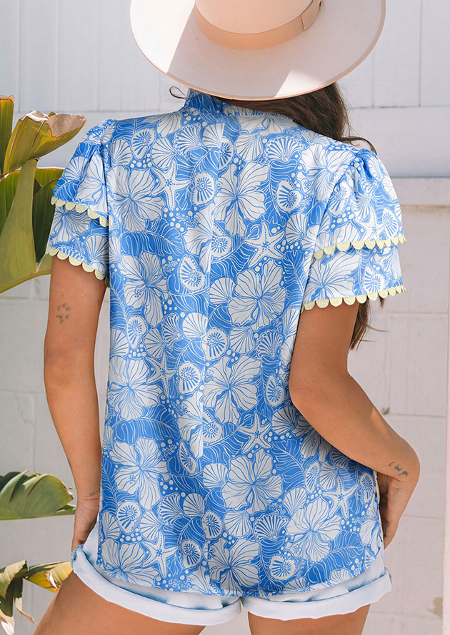 Twelve Oceans Scalloped Short Sleeve Blouse - Image 2