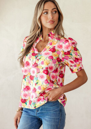 Dora Rose Floral Puff Sleeve Blouse