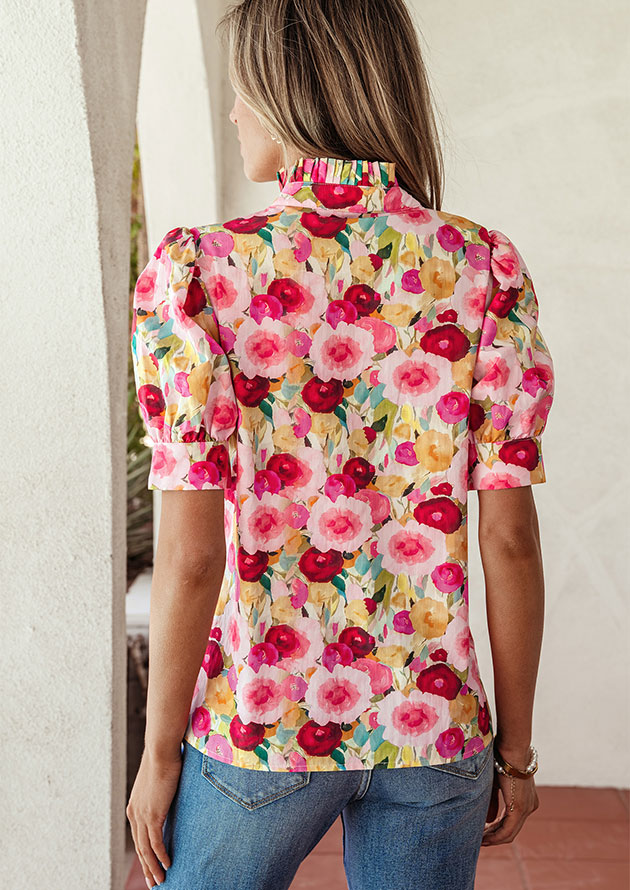 Dora Rose Floral Puff Sleeve Blouse - Image 2