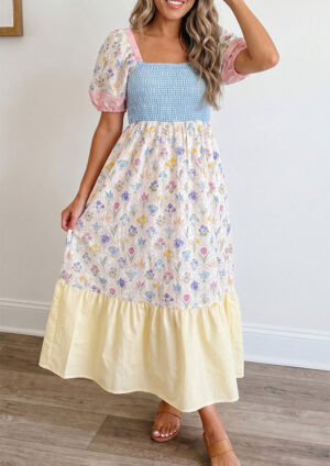 Enchanted Patchwork Bloom Maxi Dress