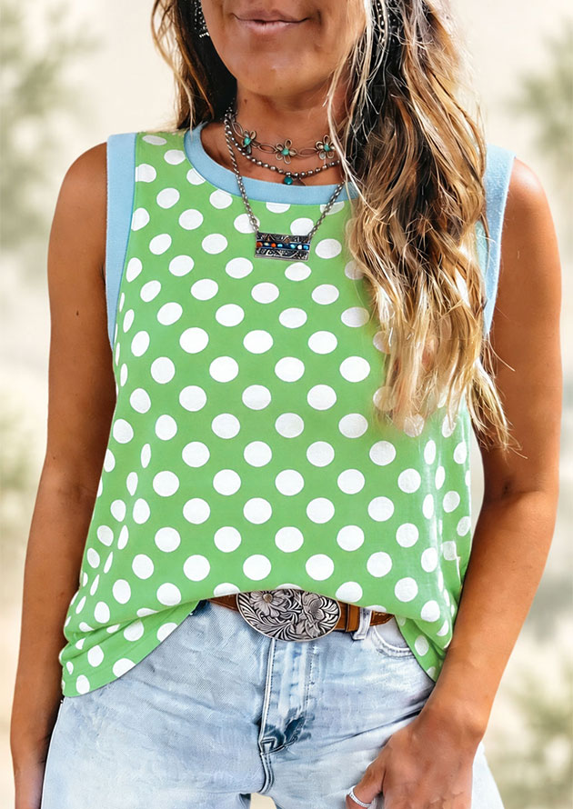 Matcha Pop Dot Green Tank Top