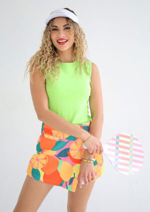 Rainbow Casual Neon Green Cap Sleeve Top