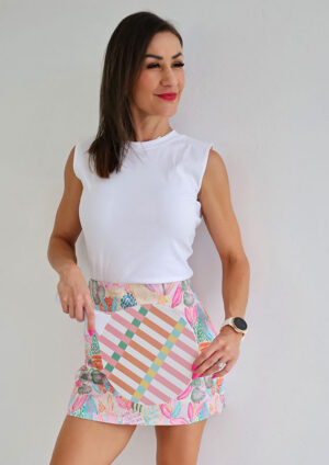 Rainbow Casual White Cap Sleeve Top