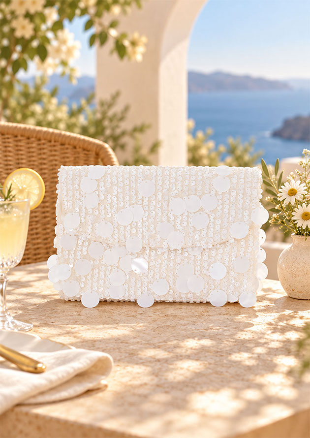 Sequin Love White Handbag - TH38