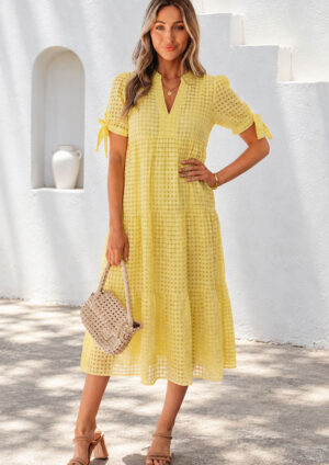 Sorrento Sunshine Checkered Midi Dress