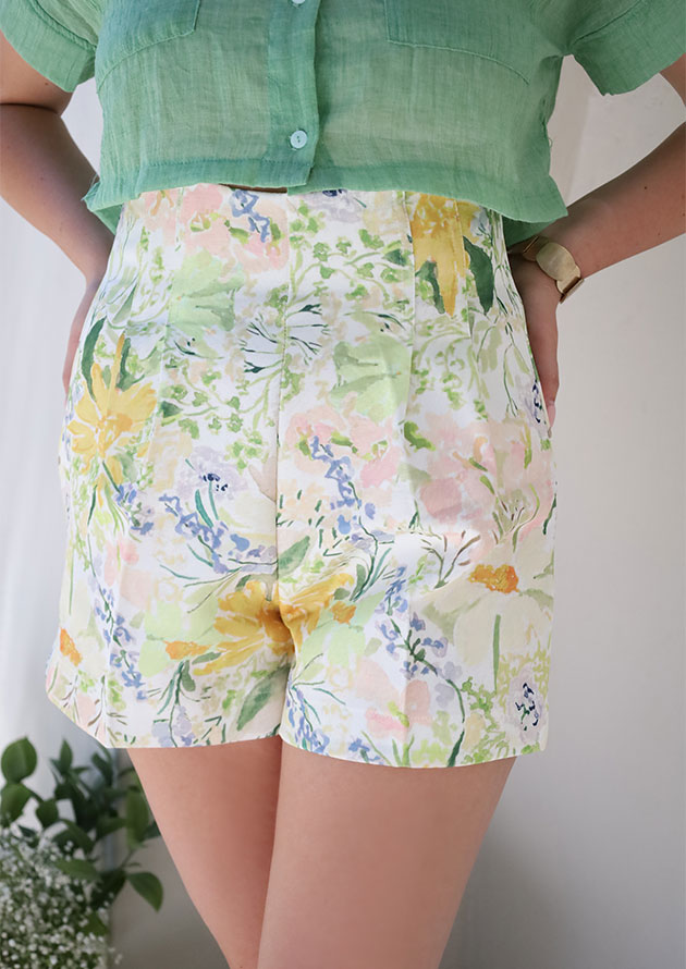 Sunkissed Bloom Green Floral Shorts