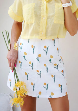 Tulip White Floral Skort